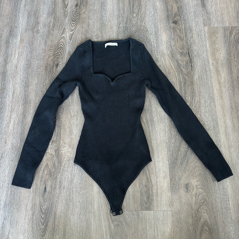 Abercrombie&Fitch Sweetheart Black Long Sleeve Bodysuit